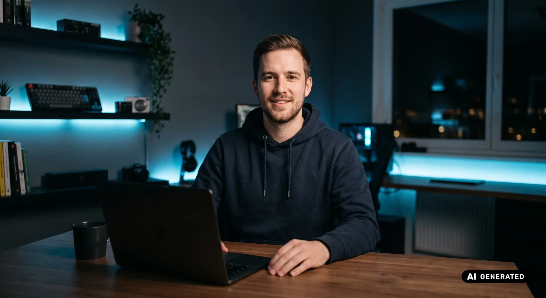 Lukas Fischer, Gründer von bitwerk., an seinem Schreibtisch